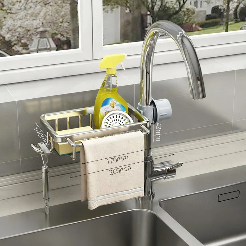 Aluminium-Ablagekorb für Wasserhahn und Spüle