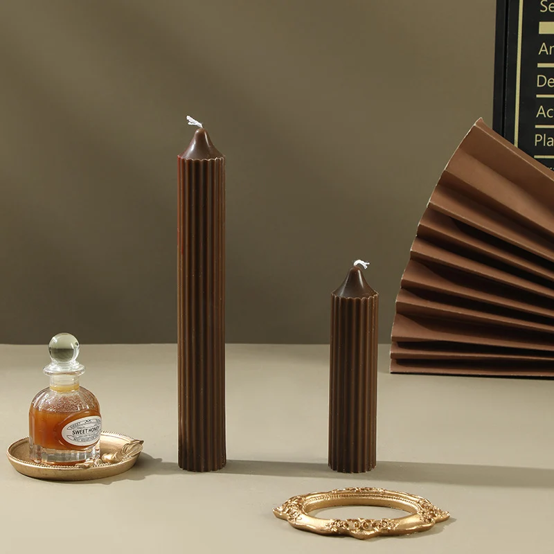 Ribbed Sculptural Column Candle Set