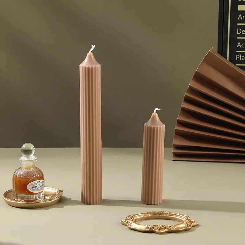 Ribbed Sculptural Column Candle Set
