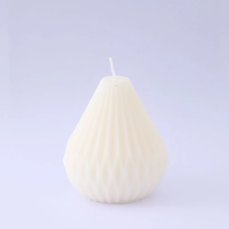 Ribbed Rectangular Pillar Candle with Vertical Fluted Texture