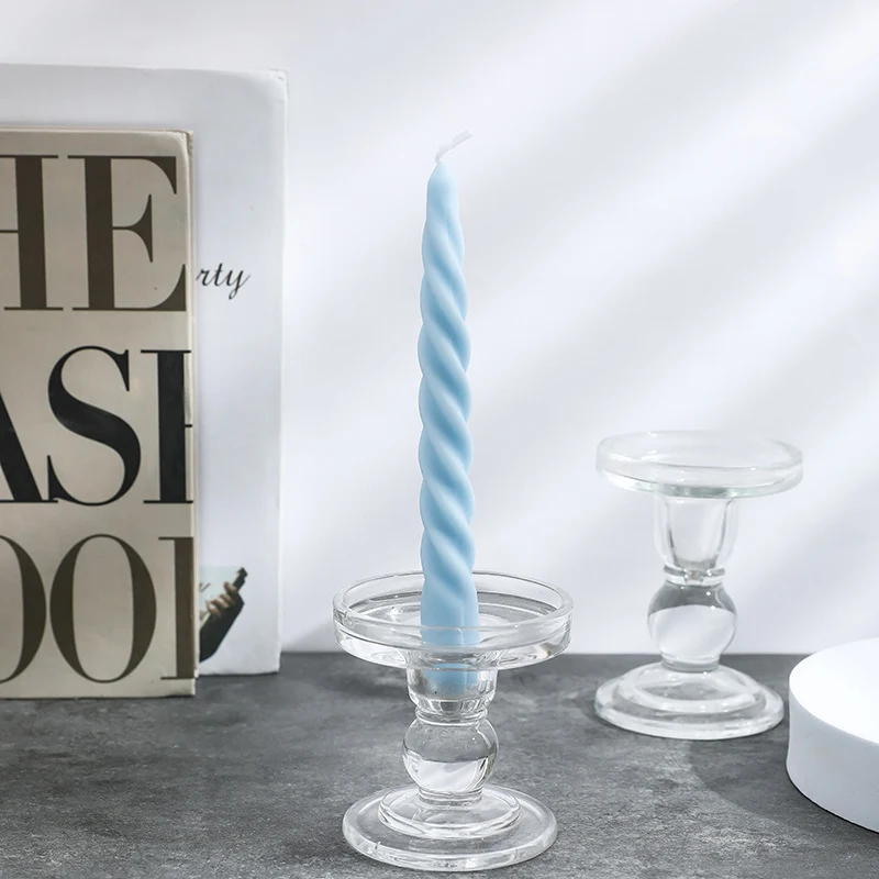 Pressed Glass Pedestal Candle Holder for Taper & Pillar Candles