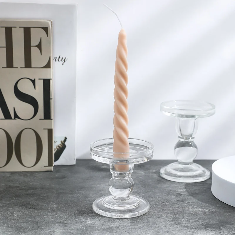 Pressed Glass Pedestal Candle Holder for Taper & Pillar Candles