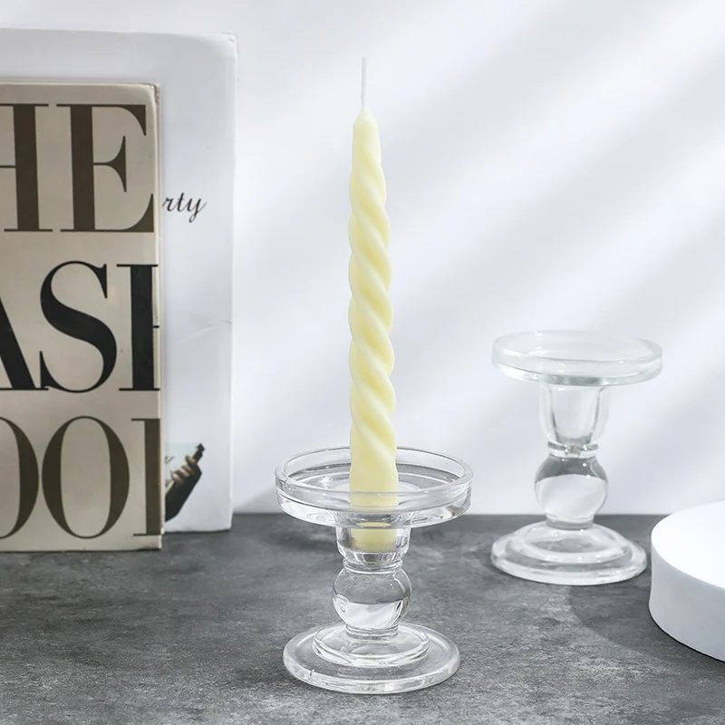 Pressed Glass Pedestal Candle Holder for Taper & Pillar Candles