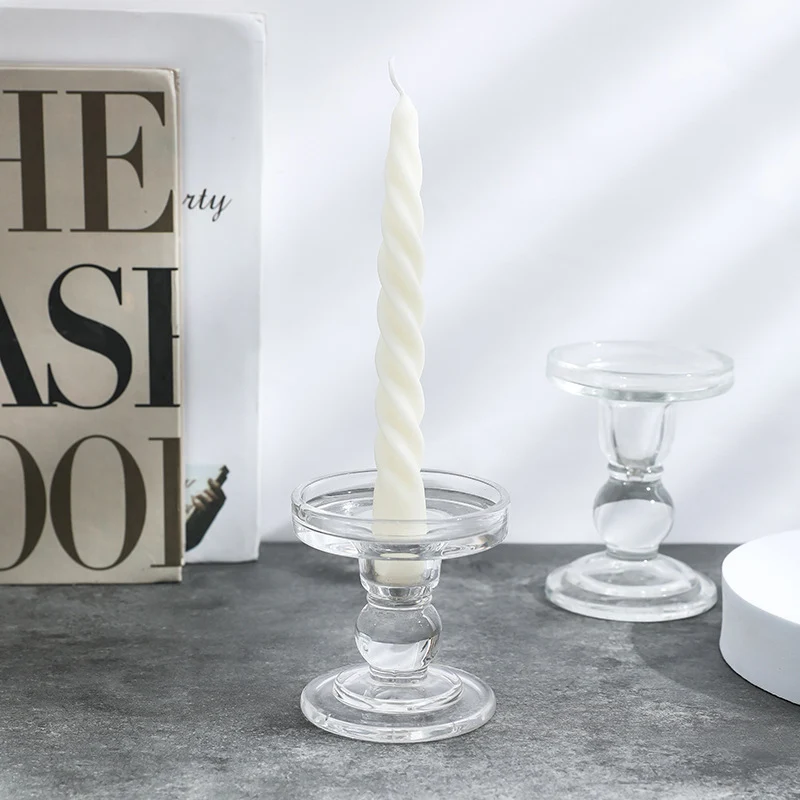 Pressed Glass Pedestal Candle Holder for Taper & Pillar Candles