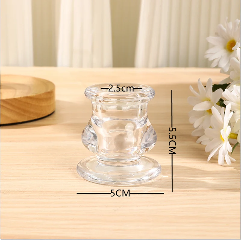 Pressed Crystal Glass Vintage-Style Single Taper Candlestick Holder