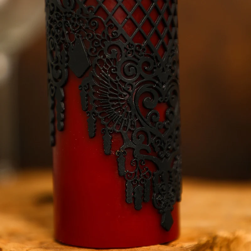 Ornate Lace-Sleeved Decorative Pillar Candle