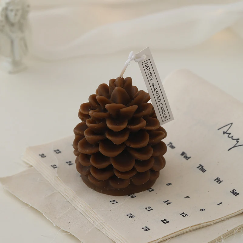 Nature-Inspired Conifer Cone Sculptural Aroma Candle Hand-Poured Soy Blend Cotton Wick