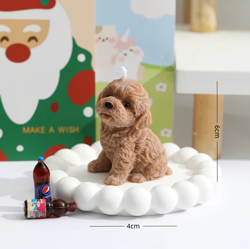 Mini Realistic Puppy Sculptural Scented Candle with Textured Fur