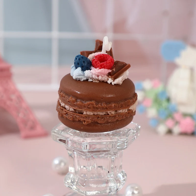 Mini Macaron Sculptural Scented Decorative Candle with Whipped Cream Topper