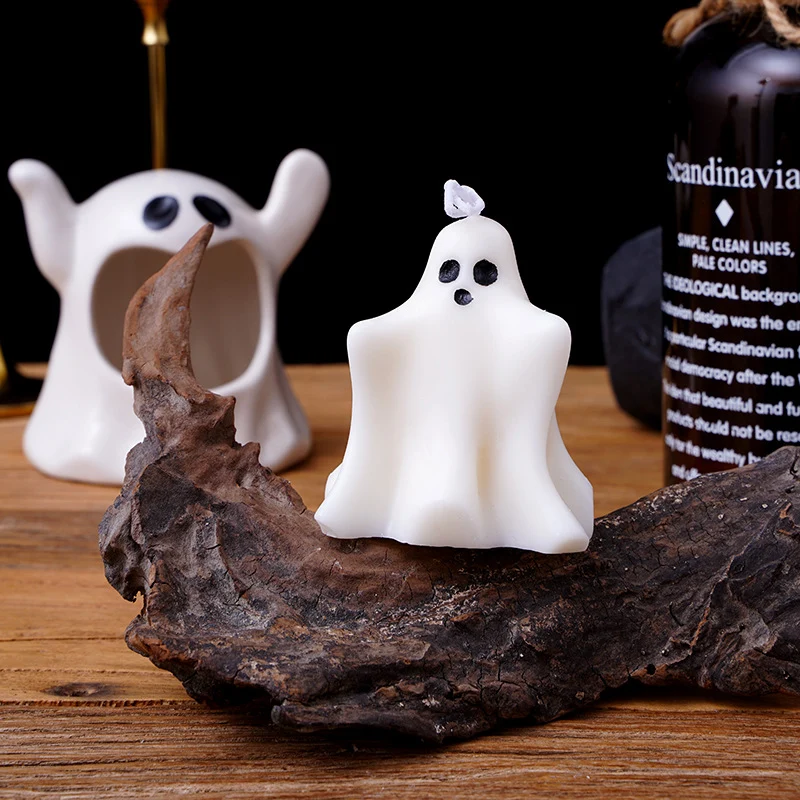 Mini Ghost Sculptural Soy Wax Candle with Cotton Wick