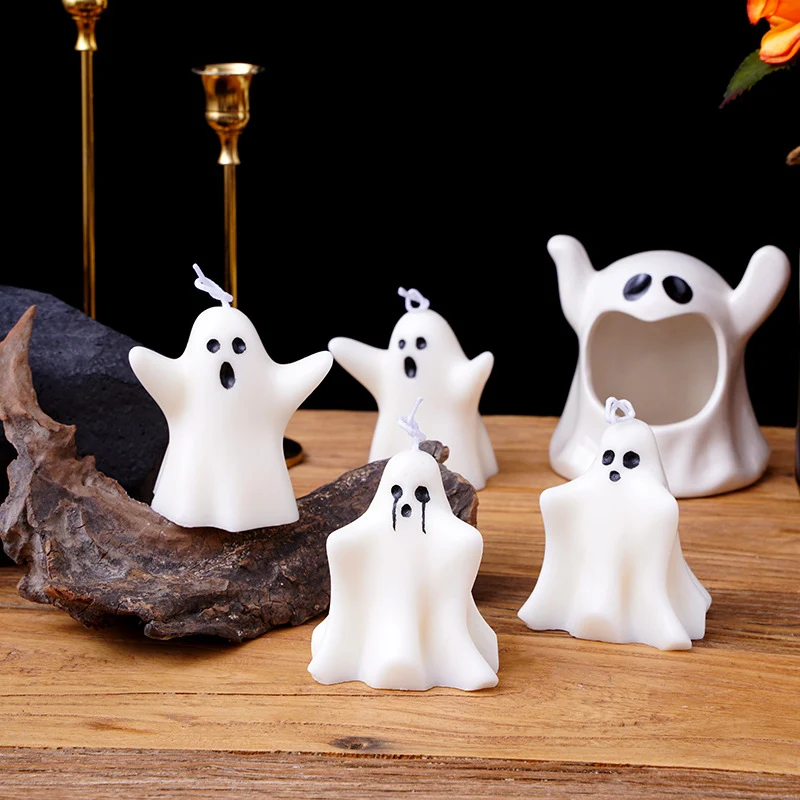 Mini Ghost Sculptural Soy Wax Candle with Cotton Wick