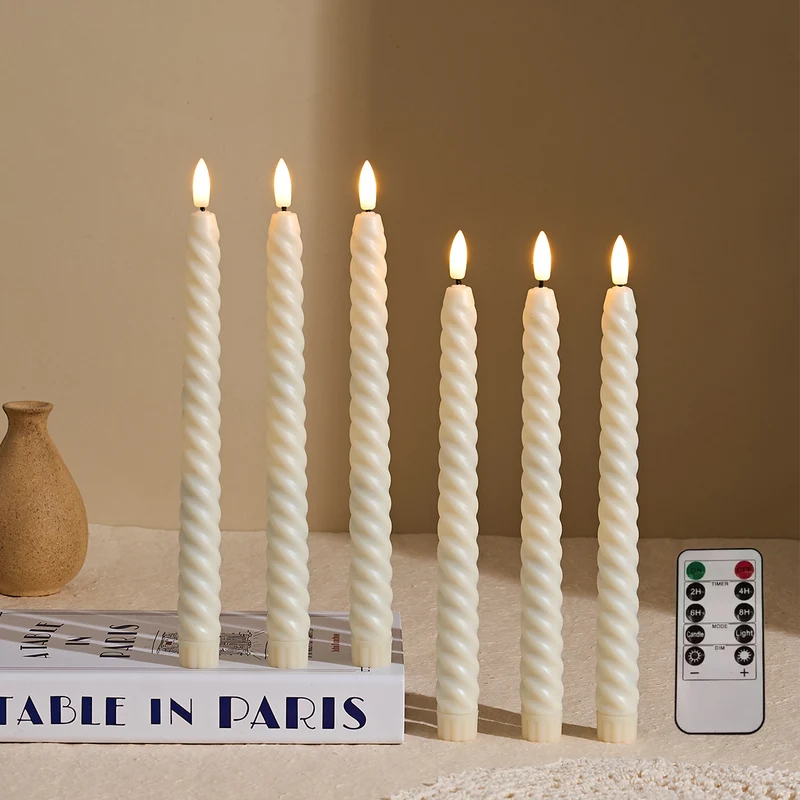 Long-Burning Spiral Dripless Taper Candles with Stabilizing Base
