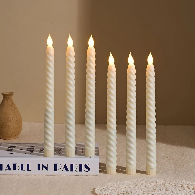 Long-Burning Spiral Dripless Taper Candles with Stabilizing Base