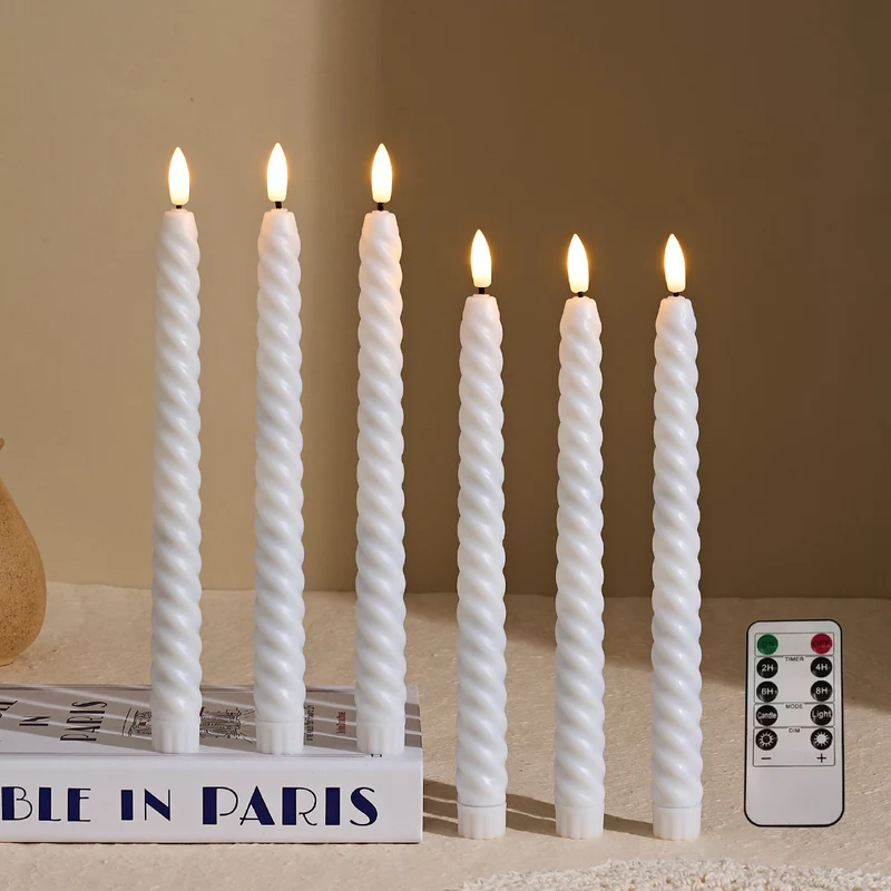 Long-Burning Spiral Dripless Taper Candles with Stabilizing Base