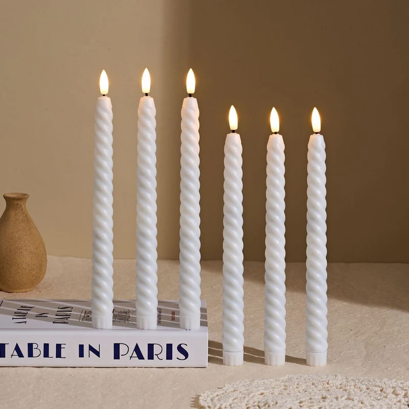 Long-Burning Spiral Dripless Taper Candles with Stabilizing Base