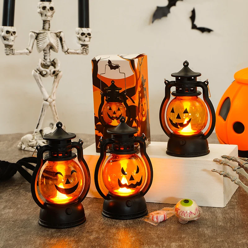 LED Pumpkin Lantern Decorative Battery-Operated Halloween Tabletop Light