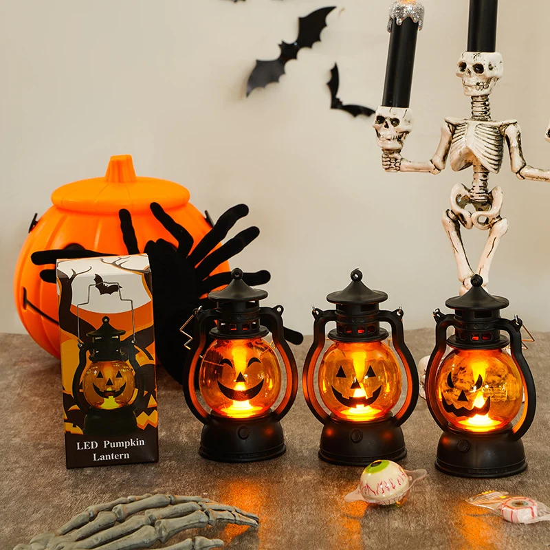 LED Pumpkin Lantern Decorative Battery-Operated Halloween Tabletop Light