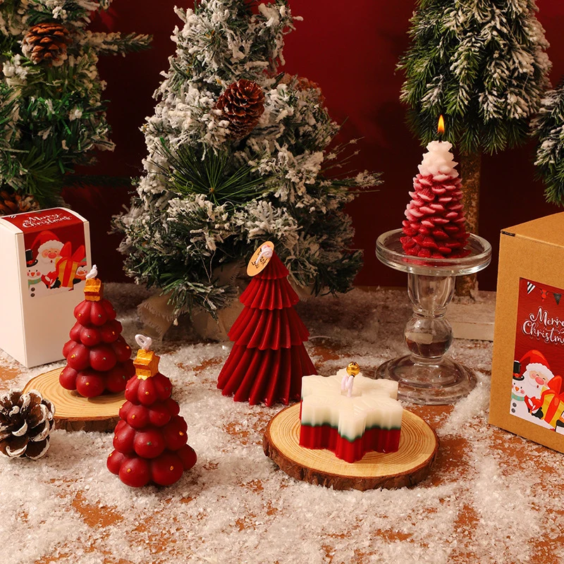Layered Bubble Christmas Tree Sculptural Candle with Star Topper