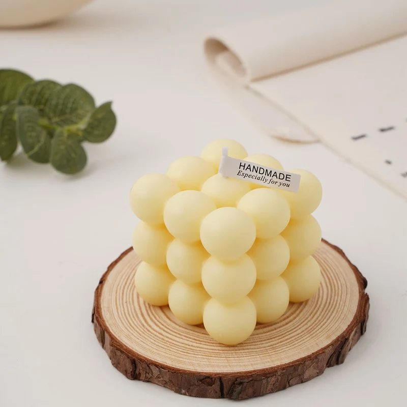 Handcrafted Sphere-Cluster Cube Soy Wax Candle Centerpiece