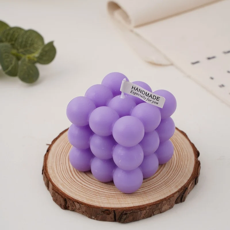 Handcrafted Sphere-Cluster Cube Soy Wax Candle Centerpiece