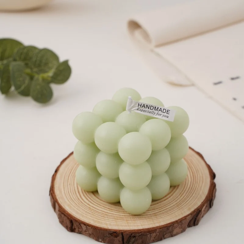 Handcrafted Sphere-Cluster Cube Soy Wax Candle Centerpiece