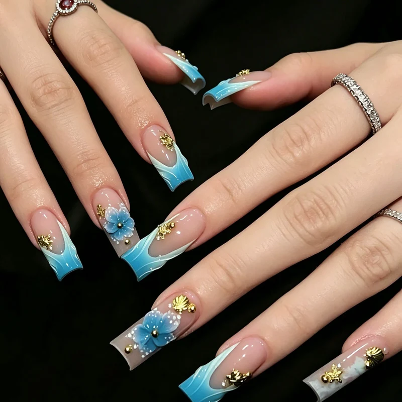 3D Floral Acryl Nail Enhancements Karnz