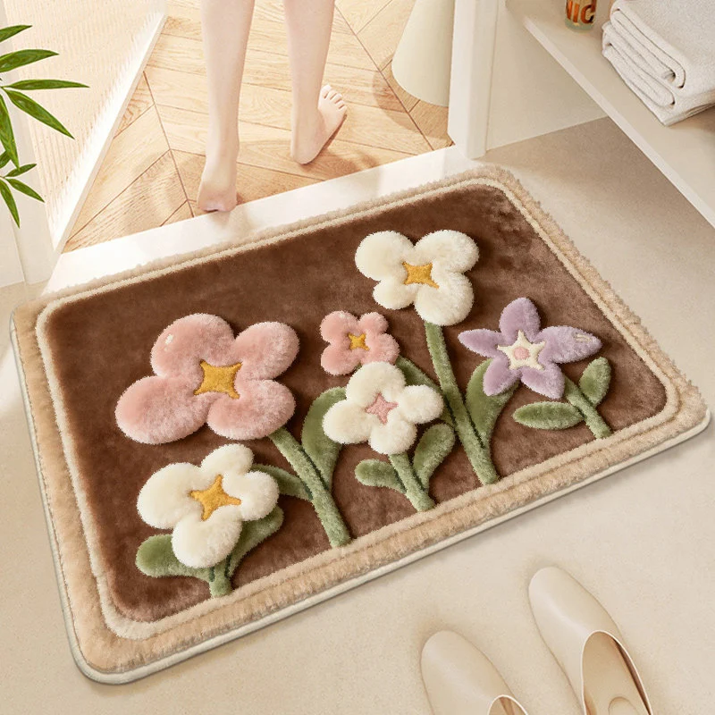 Blumendekoriertes weiches Mikrofaser-Badewannenteppich