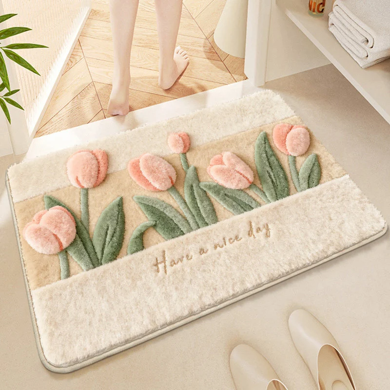 Blumendekoriertes weiches Mikrofaser-Badewannenteppich
