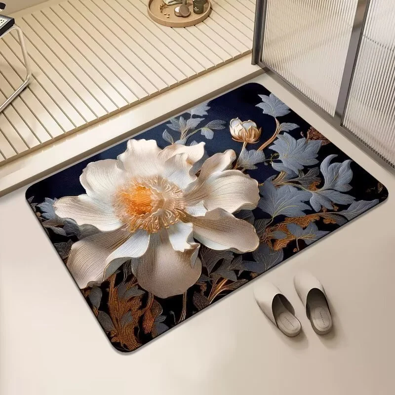 Florales Design rutschfester Badteppich