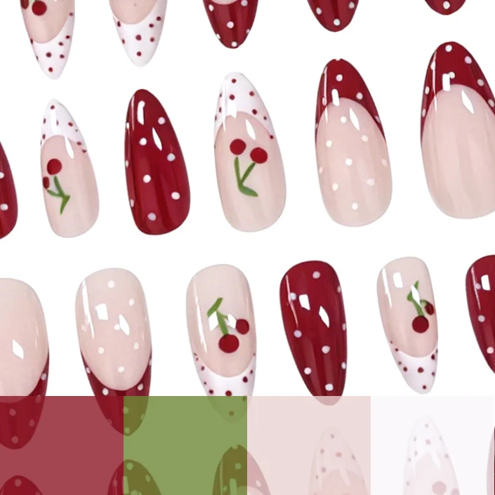 Cherry-Themed Acrylic Nail Art Enhancements Stornfield