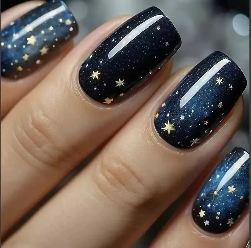 Celestial Night Sky Nail Art Enhancements Stornfield