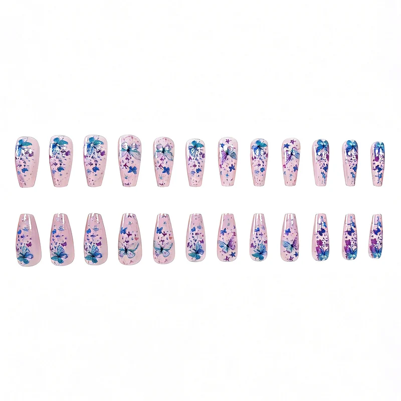 Butterfly-Themed Decorative Press-On Nail Art Stornfield