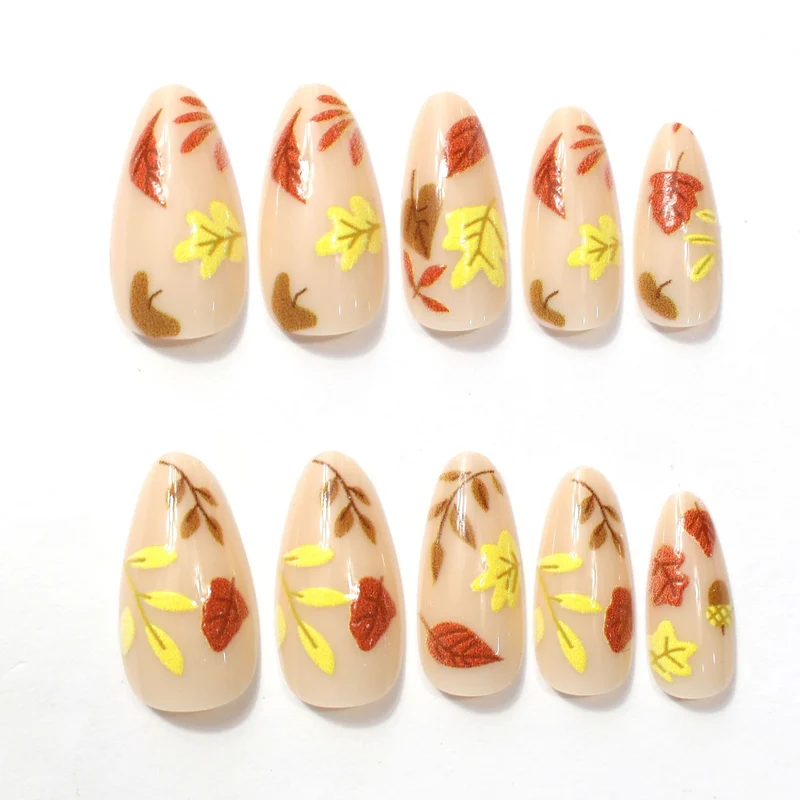 Autumn-Themed Decorative Press-On Nail Enhancements Stornfield