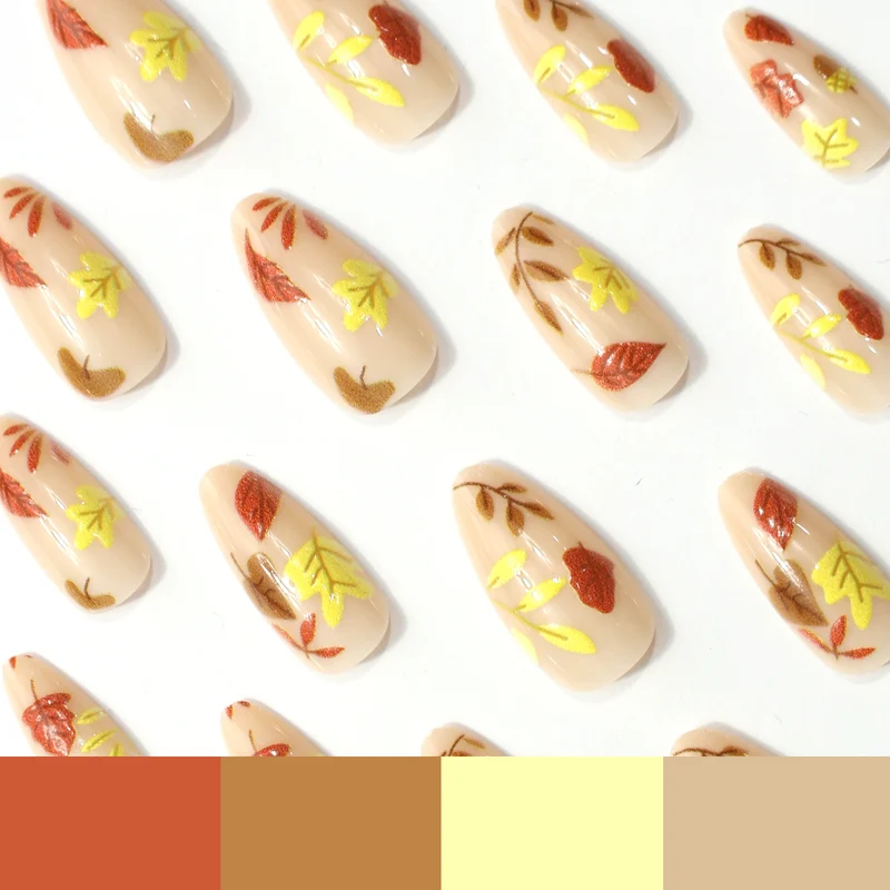 Autumn-Themed Decorative Press-On Nail Enhancements Stornfield