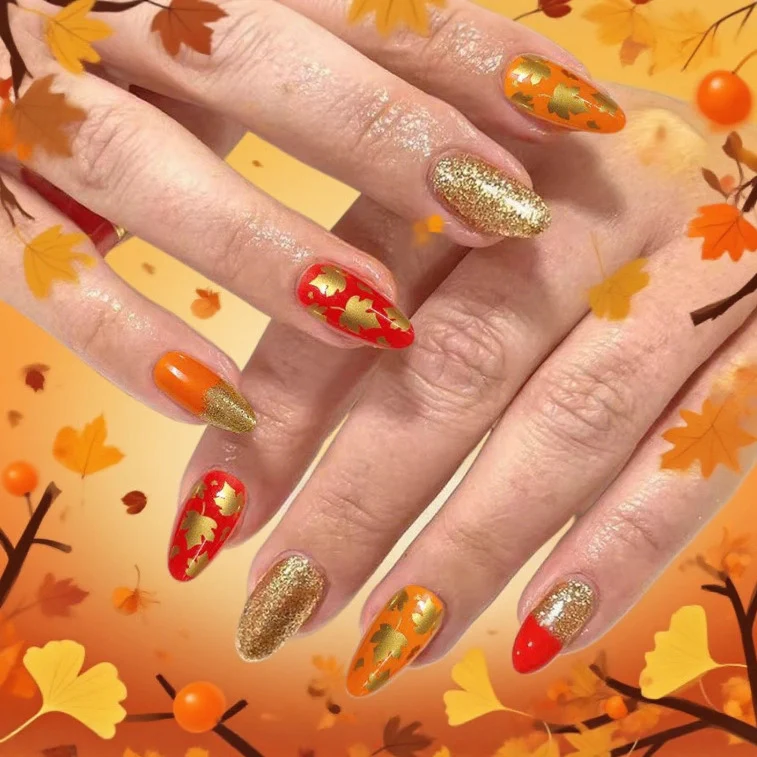 Autumn-Themed Decorative Nail Art Enhancements Stornfield