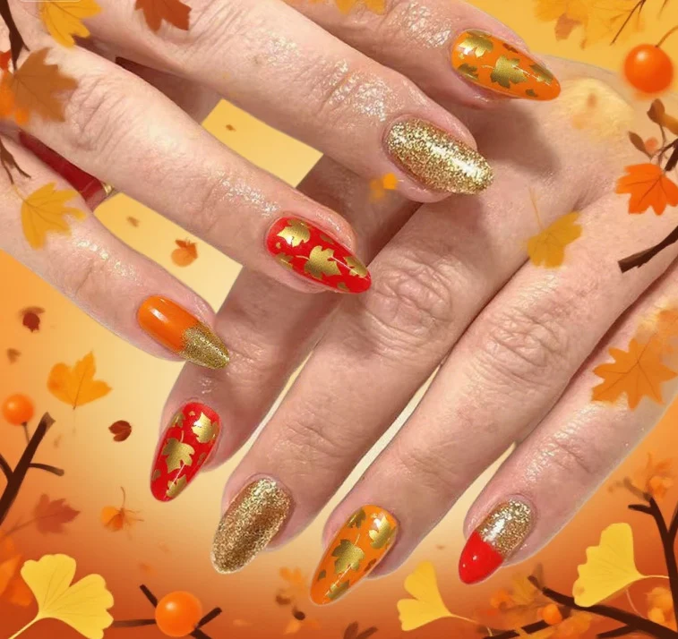 Autumn-Themed Decorative Nail Art Enhancements Stornfield