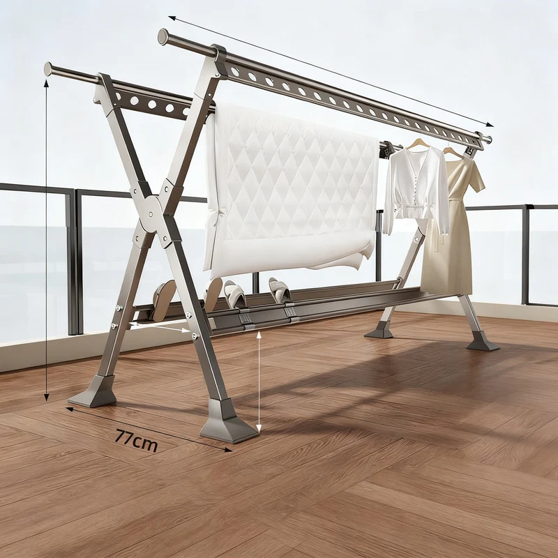 Klappbarer Wäscheständer aus Aluminium, 1,36–2,5 m