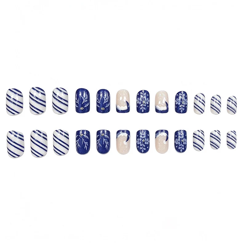 Artistic Winter-Themed Acrylic Nail Art Enhancements Stornfield