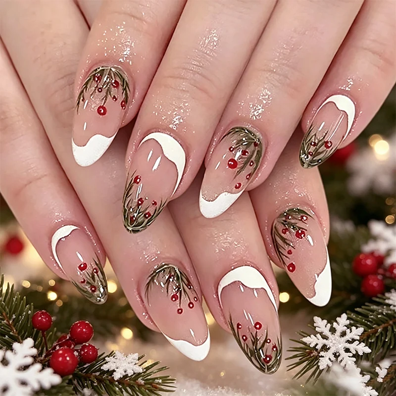Artistic Winter-Themed Acrylic Nail Art Stornfield