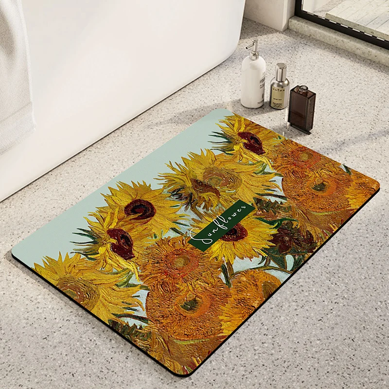 Künstlerische Sonnenblumen-Themen-Badmatte