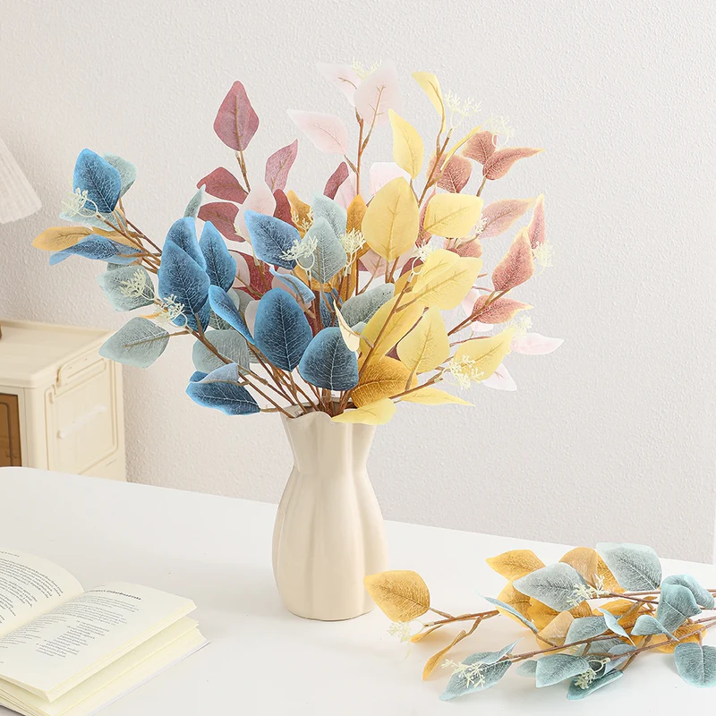 Decorative artificial flower branch with delicate leaves