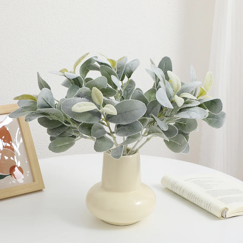 Decorative artificial flower branch with fine leaves