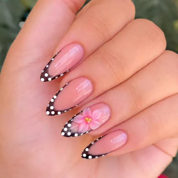 Floral Accented Stiletto Nail Art Stornfield