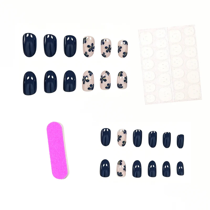 Floral Accented Press-On Nail Art Stornfield