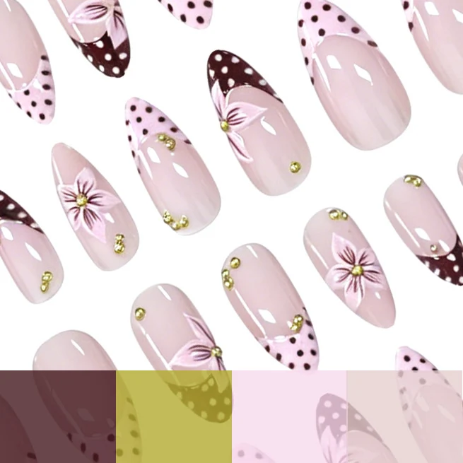 Floral Accent Stiletto Nail Art Enhancements Stornfield