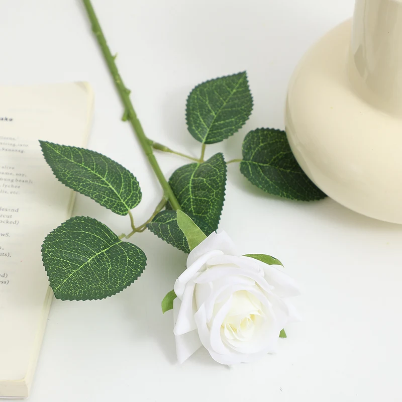 Artificial Silk Rose with Leaves