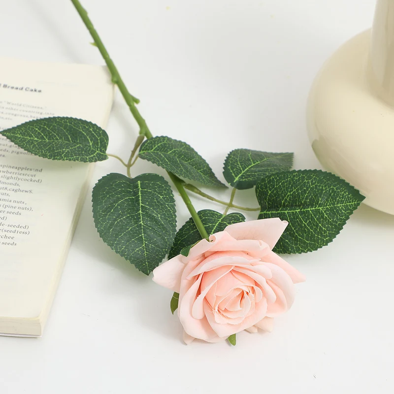 Artificial Silk Rose with Leaves