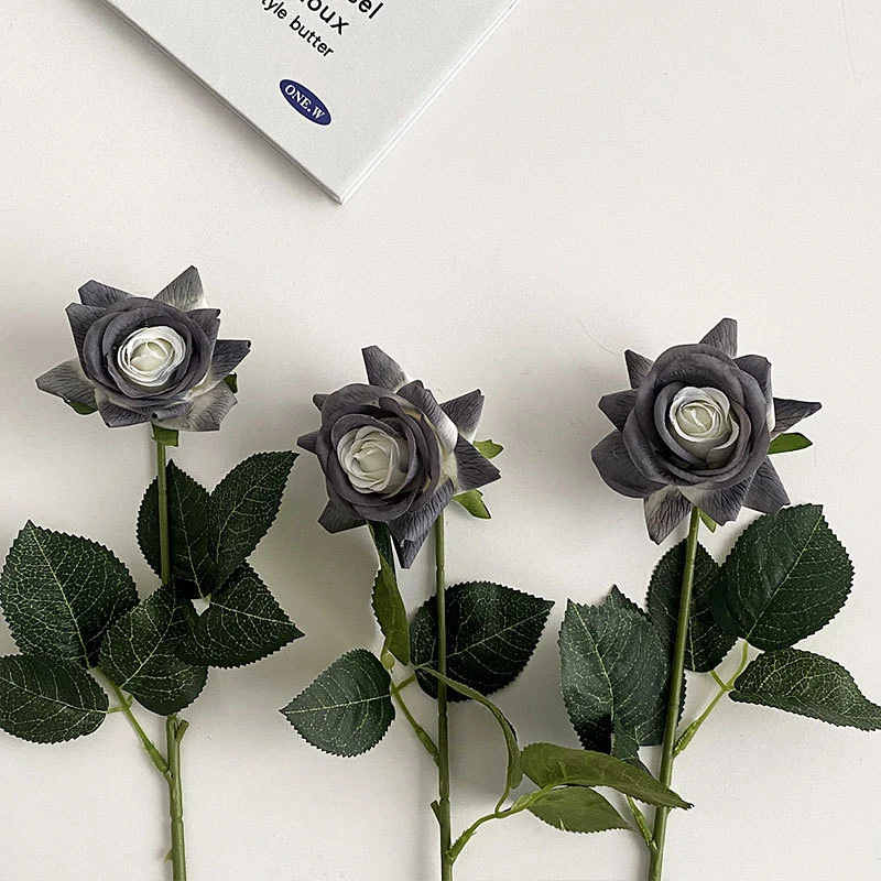 Artificial Silk Rose with Leaves