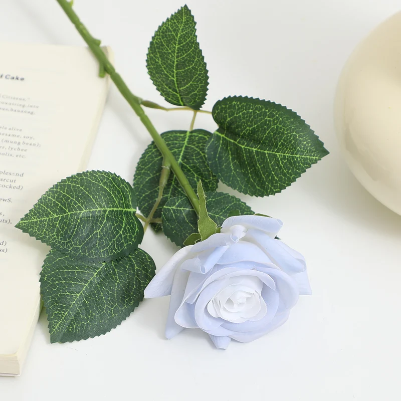 Artificial Silk Rose with Leaves