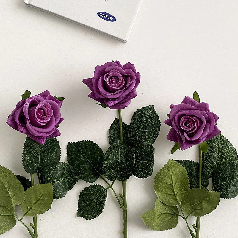Artificial Silk Rose with Leaves